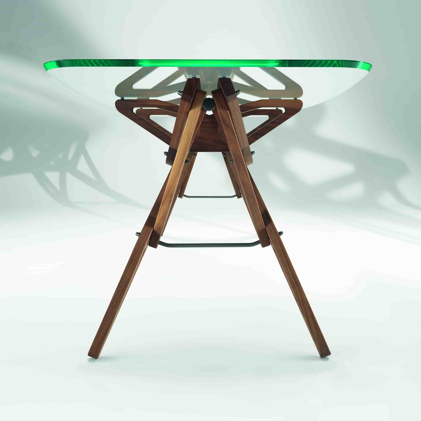 Italian Designer Dining Table – Organic Wood Structure with Glass Top