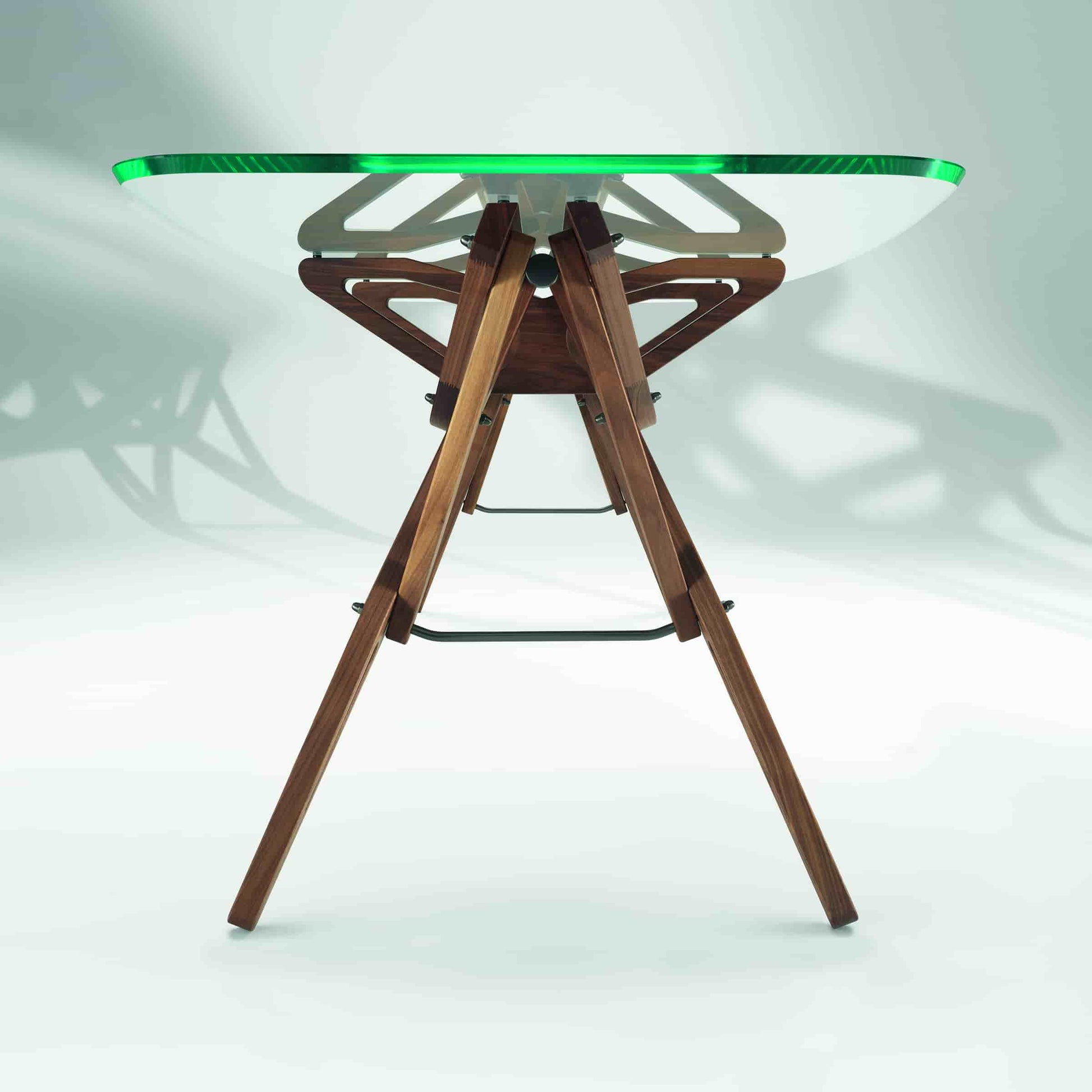 Italian Designer Dining Table – Organic Wood Frame with Glass Top