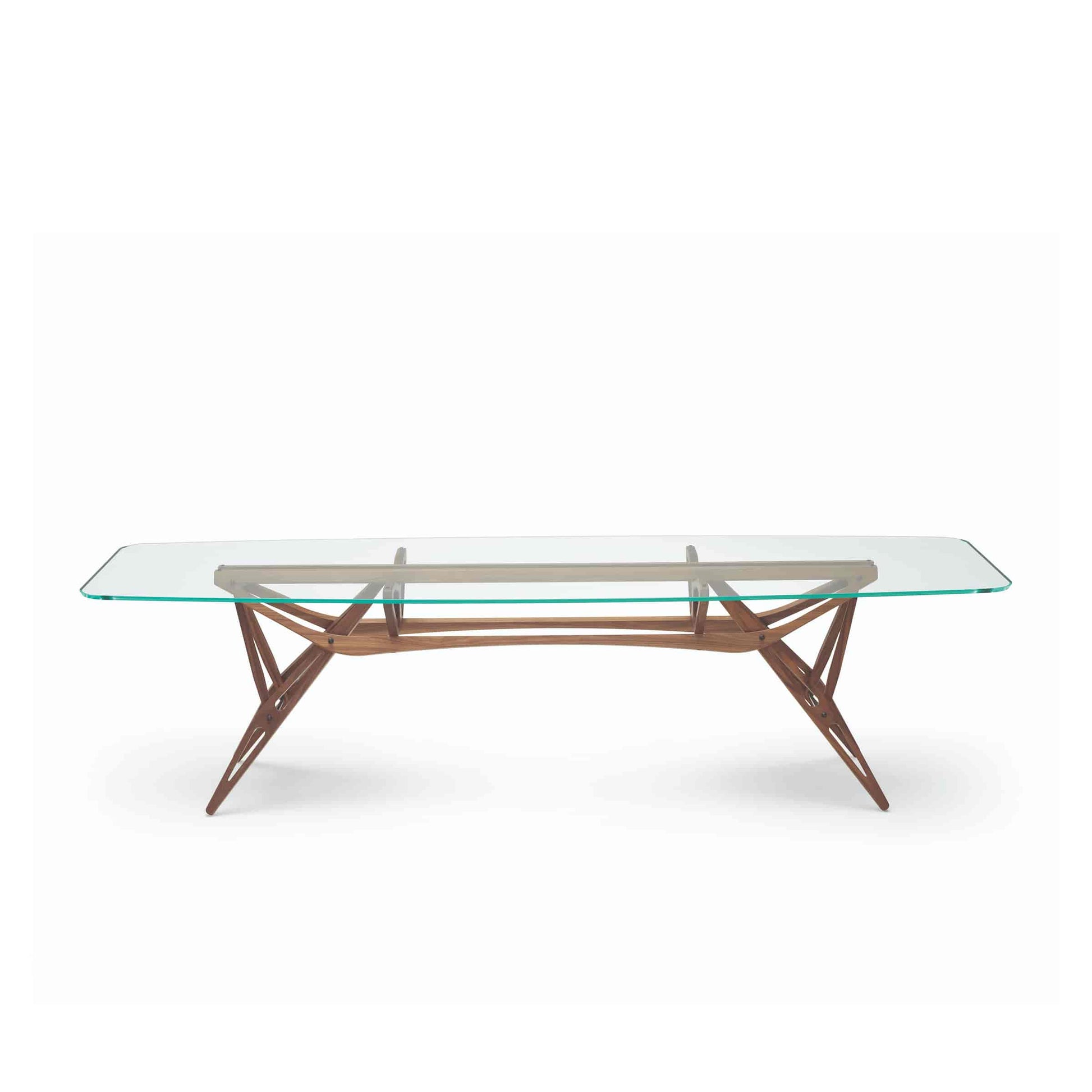 Italian Designer Dining Table – Organic Wood Structure with Glass Top