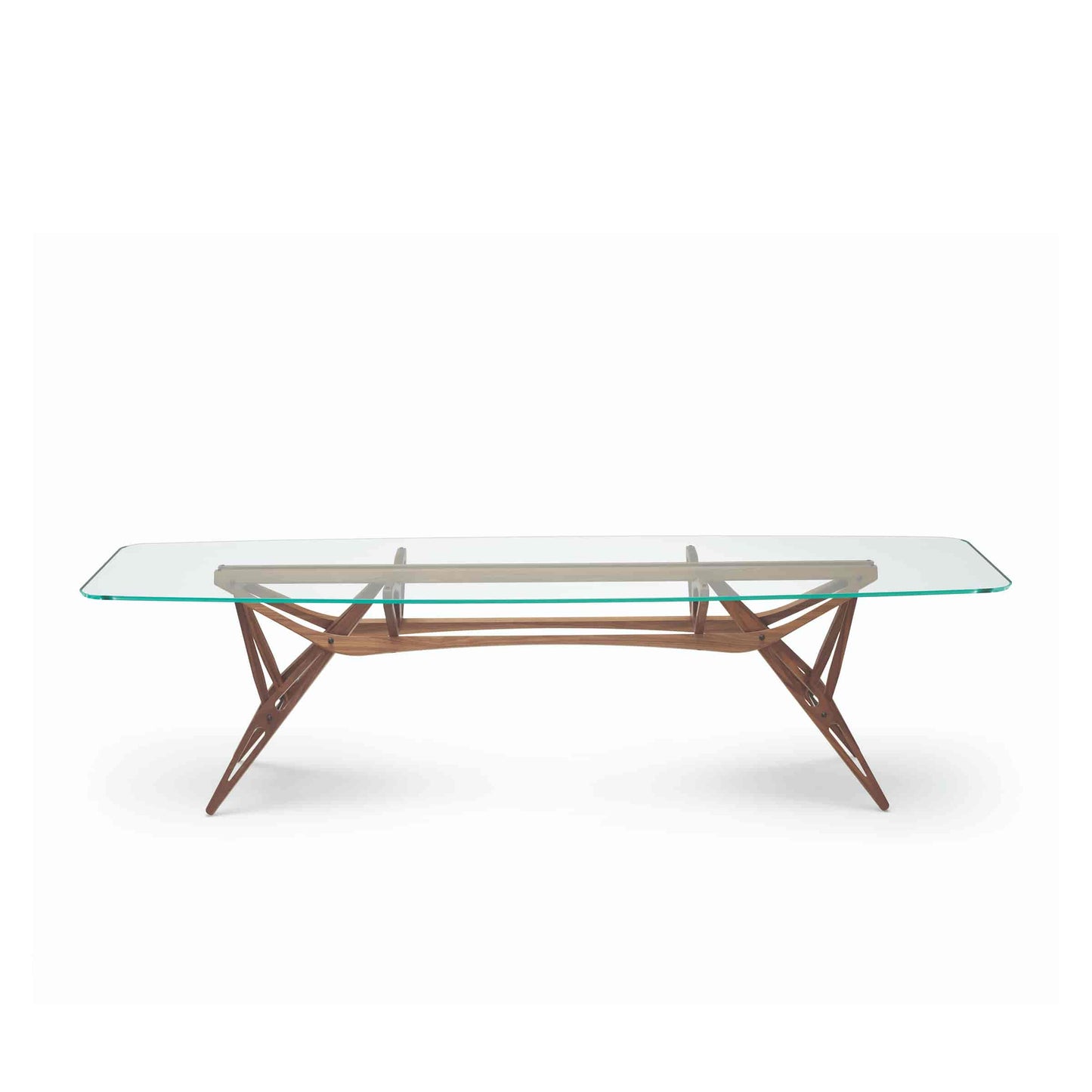 Italian Designer Dining Table – Organic Wood Frame with Glass Top