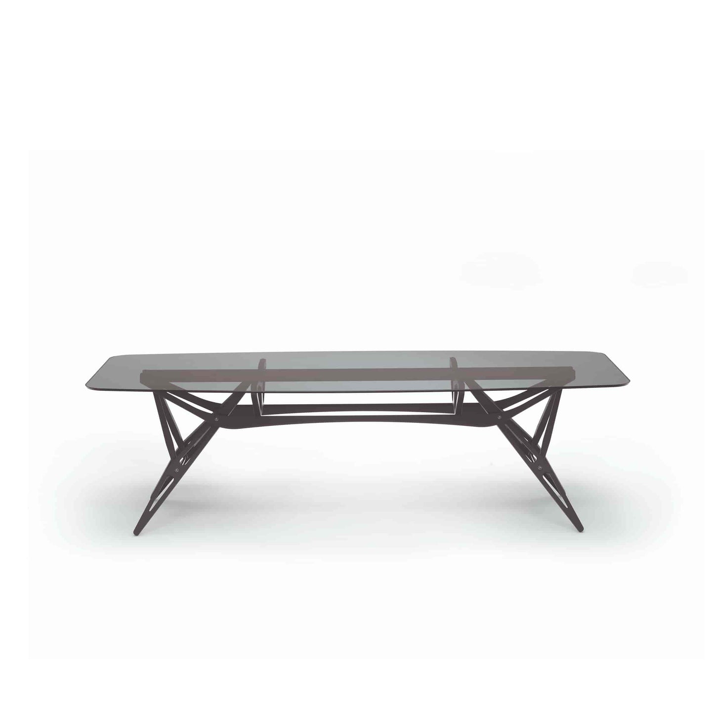 Italian Designer Dining Table – Organic Wood Structure with Glass Top