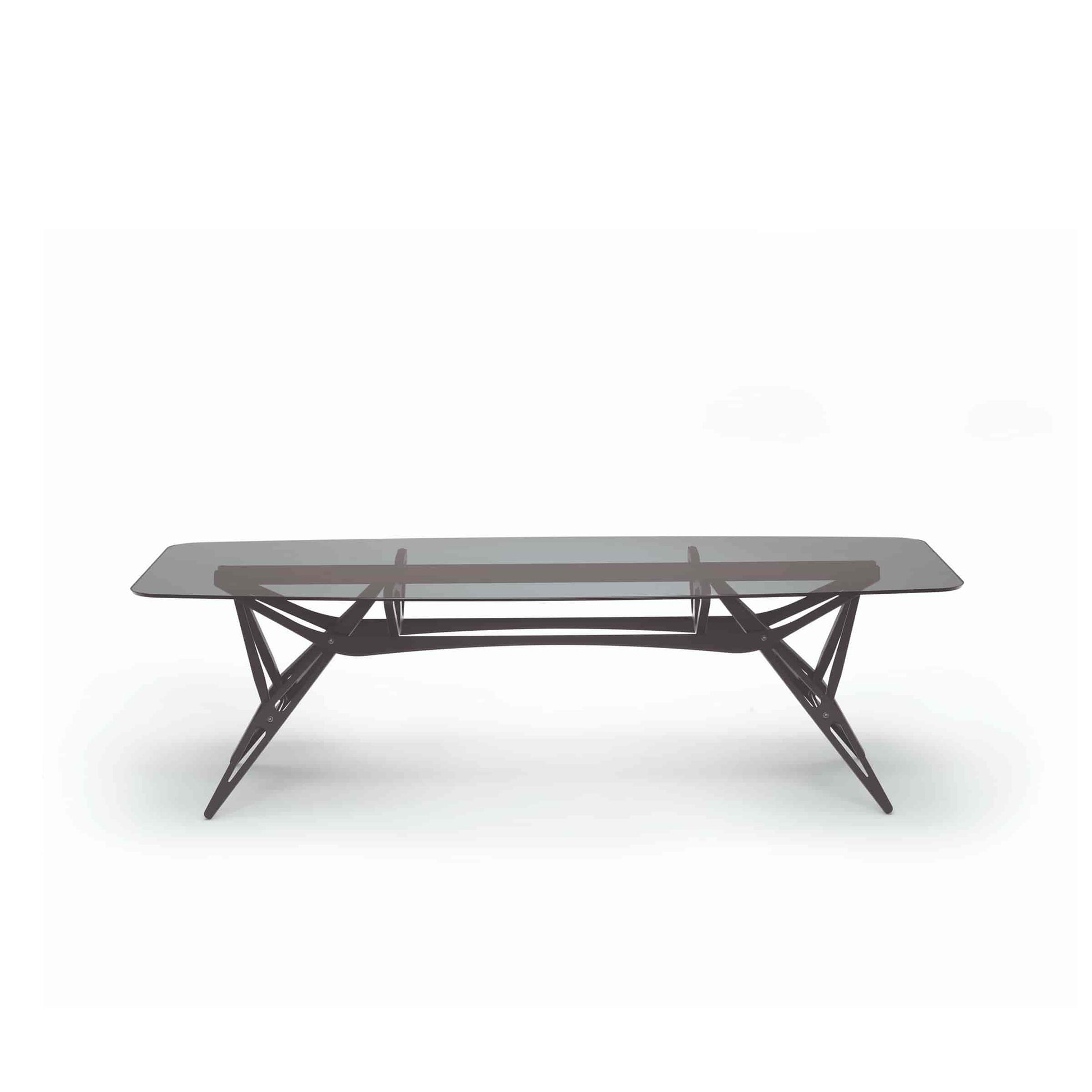 Italian Designer Dining Table – Organic Wood Structure with Glass Top
