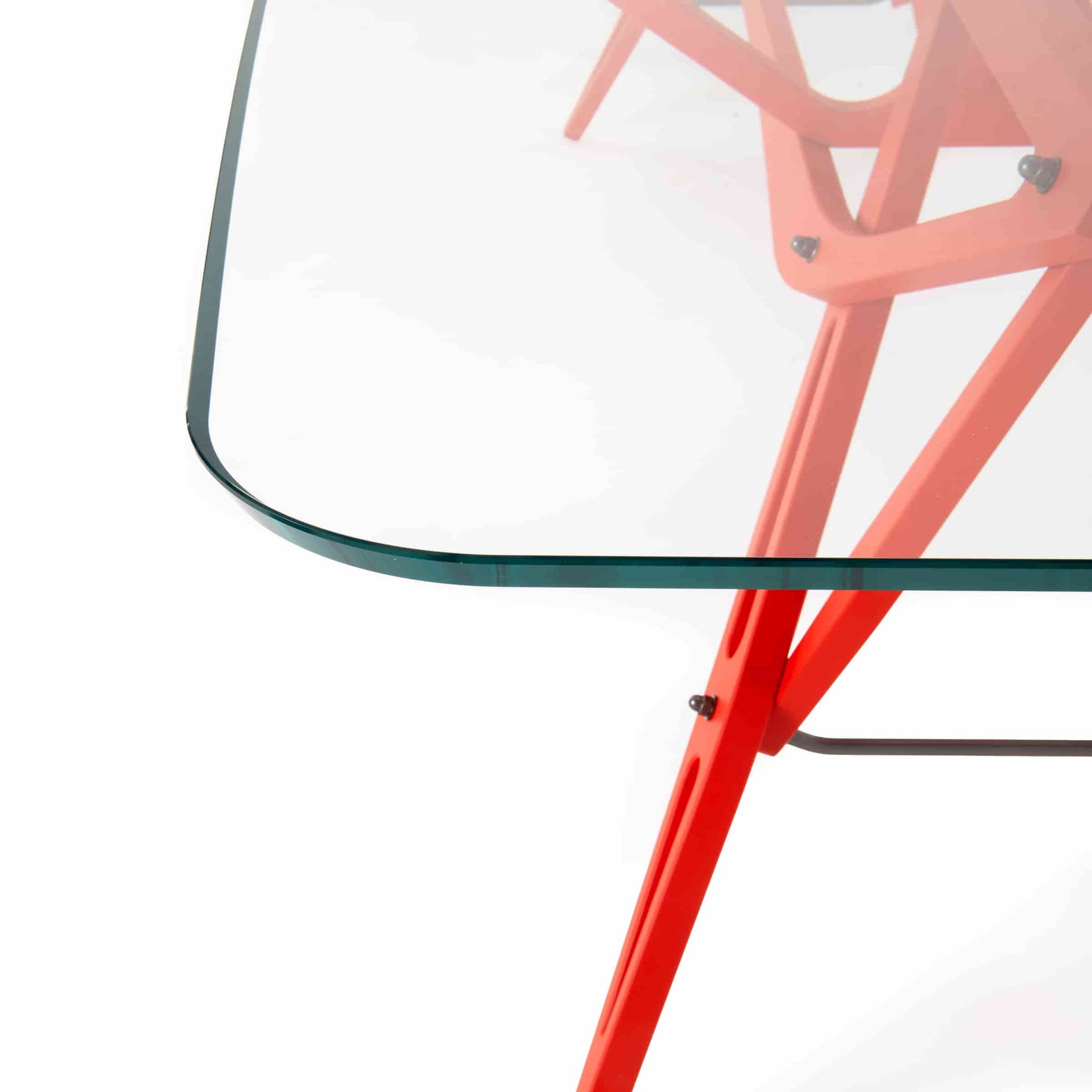 Italian Designer Dining Table – Organic Wood Structure with Glass Top