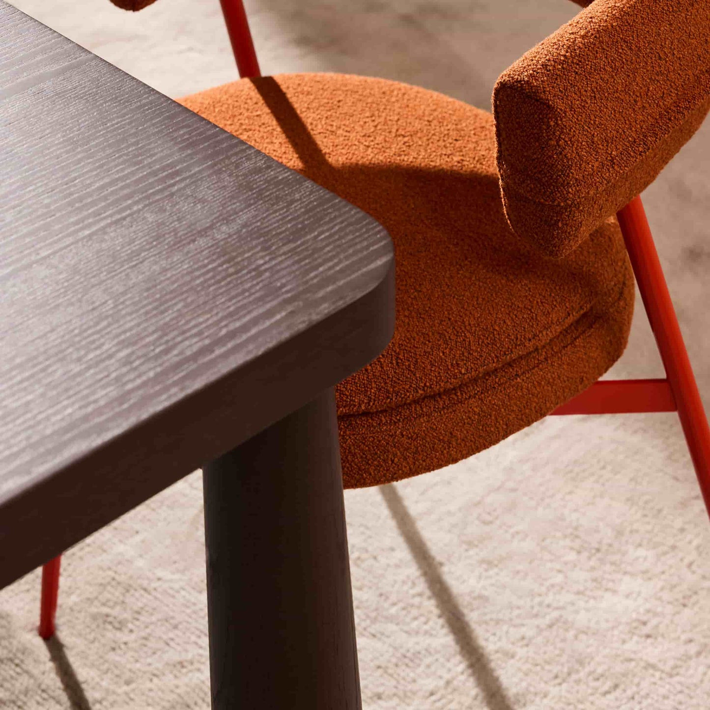 Italian Designer Dining Table – Honeycomb Wood Top with Stained Ash Legs