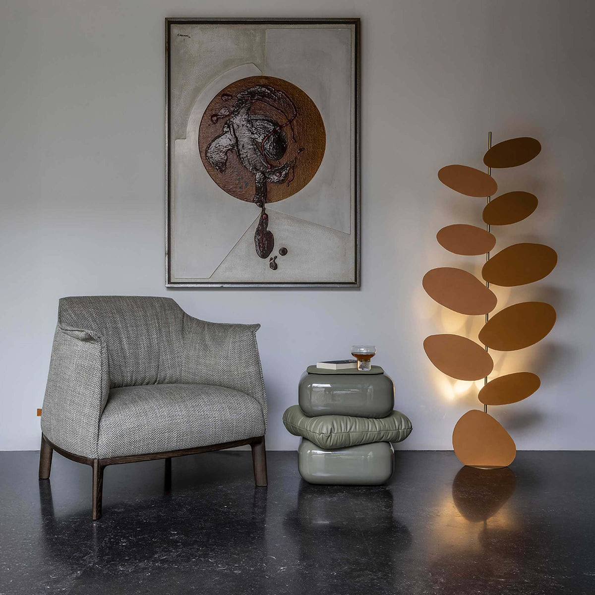 Luxury SQUASH Wood Side Table Modern Italian Style for Villa