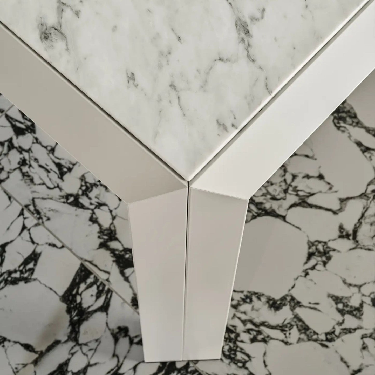 Minimalist T-Shape Dining Table – Architectural Aluminium and Marble Statement Piece