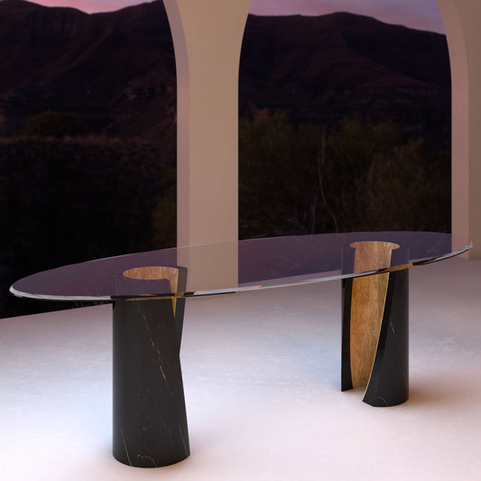 Luxury ASYMMETRIC Oval Dining Table Modern Italian Style for Villa