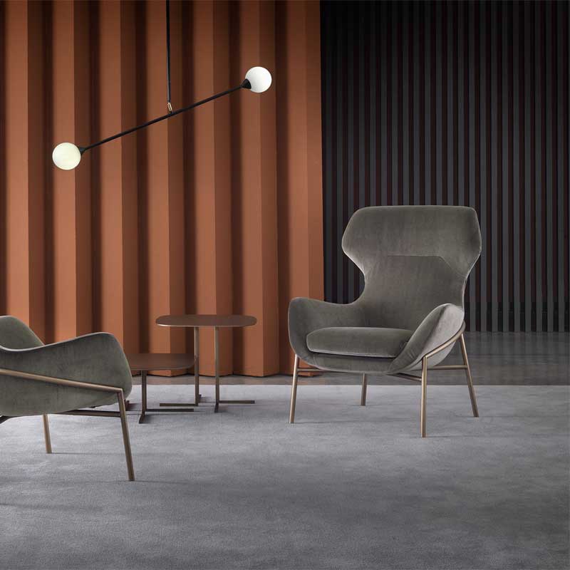 Luxury Brera High Lounge Armchair Modern Italian Style for Villa