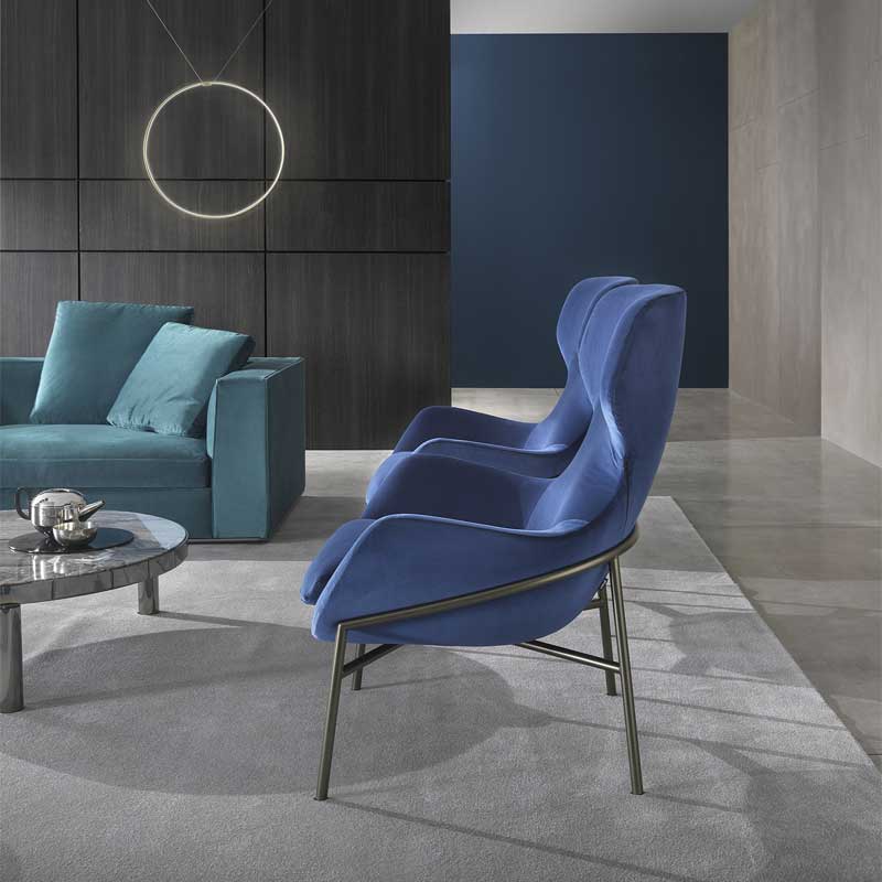 Luxury Brera High Lounge Armchair Modern Italian Style for Villa