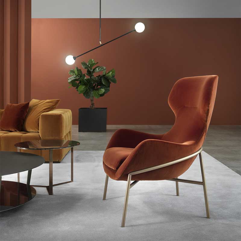 Luxury Brera High Lounge Armchair Modern Italian Style for Villa
