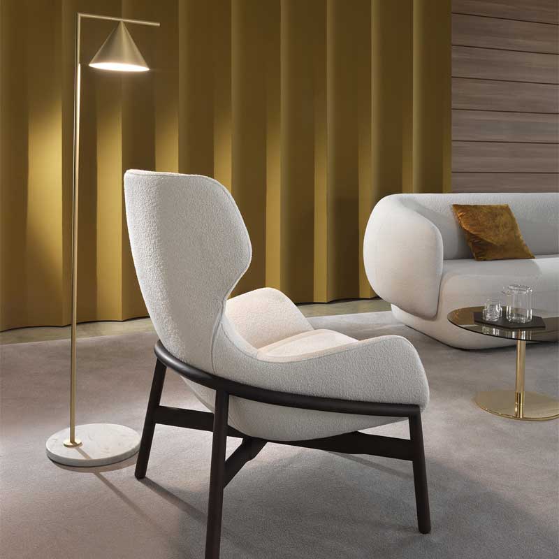 Luxury Brera High Lounge Armchair Modern Italian Style for Villa