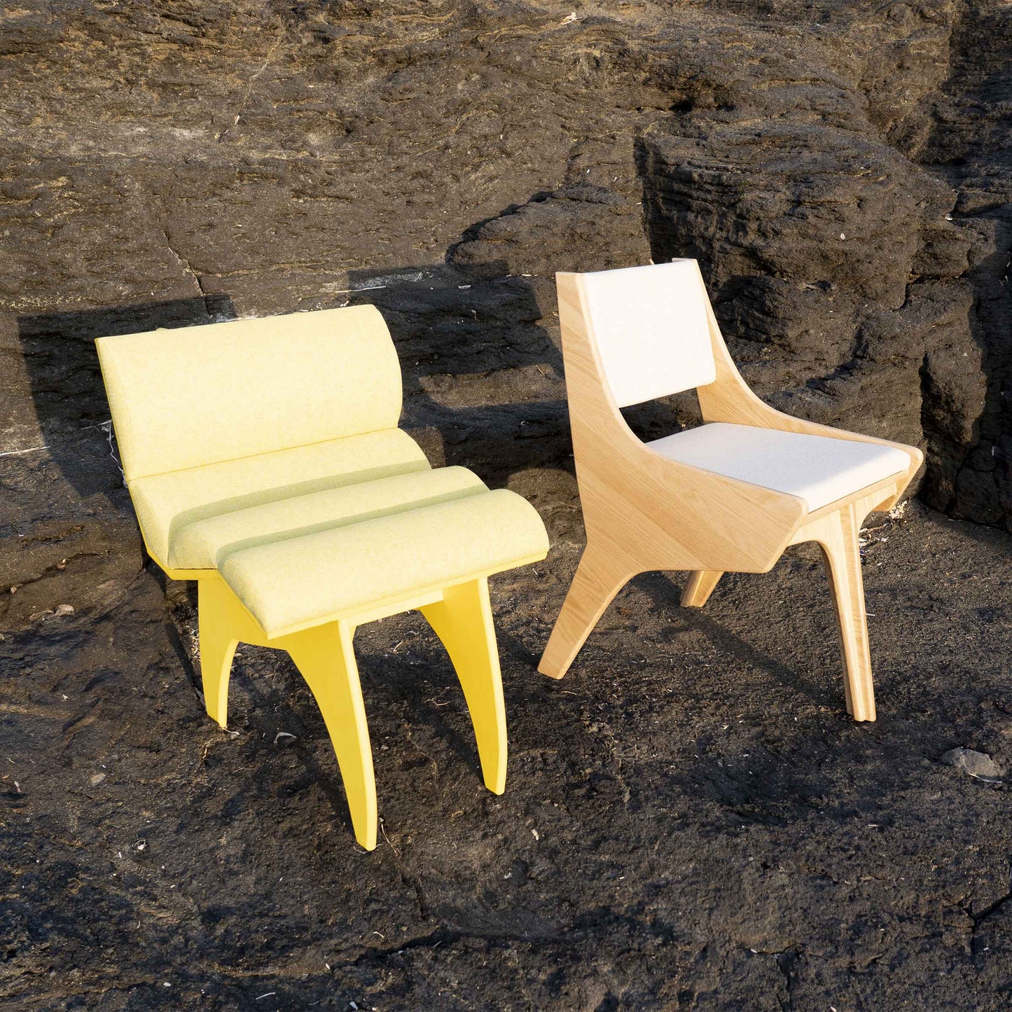 Dining Chair Calder Yellow – Sculptural Wood Statement Piece by Jules Régis