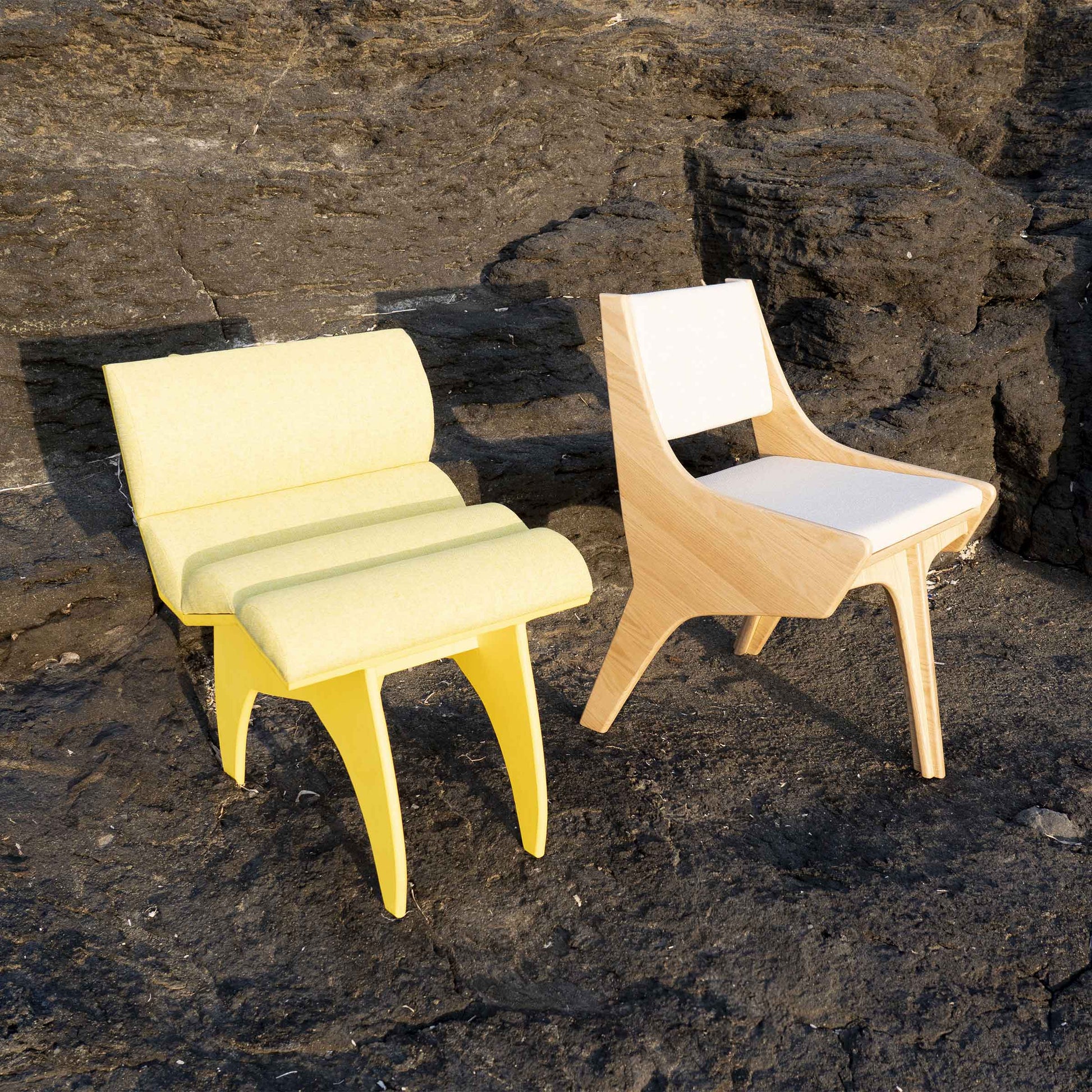 Dining Chair Calder Yellow – Sculptural Wood Statement Piece by Jules Régis