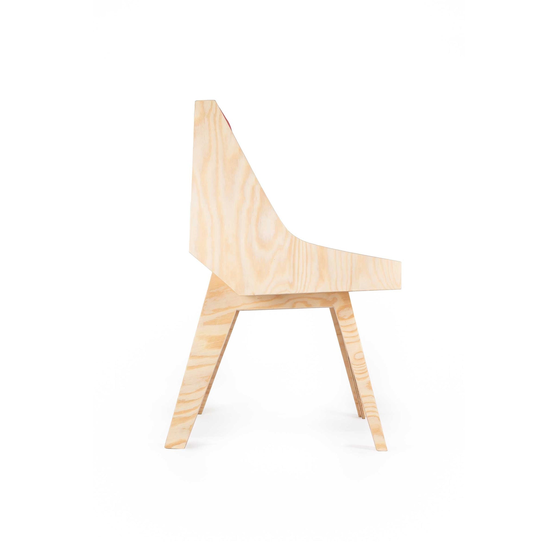Cardillo Red Dining Chair – Brutalist CLT & Red Fabric by Jules Régis | CAR-RED-25