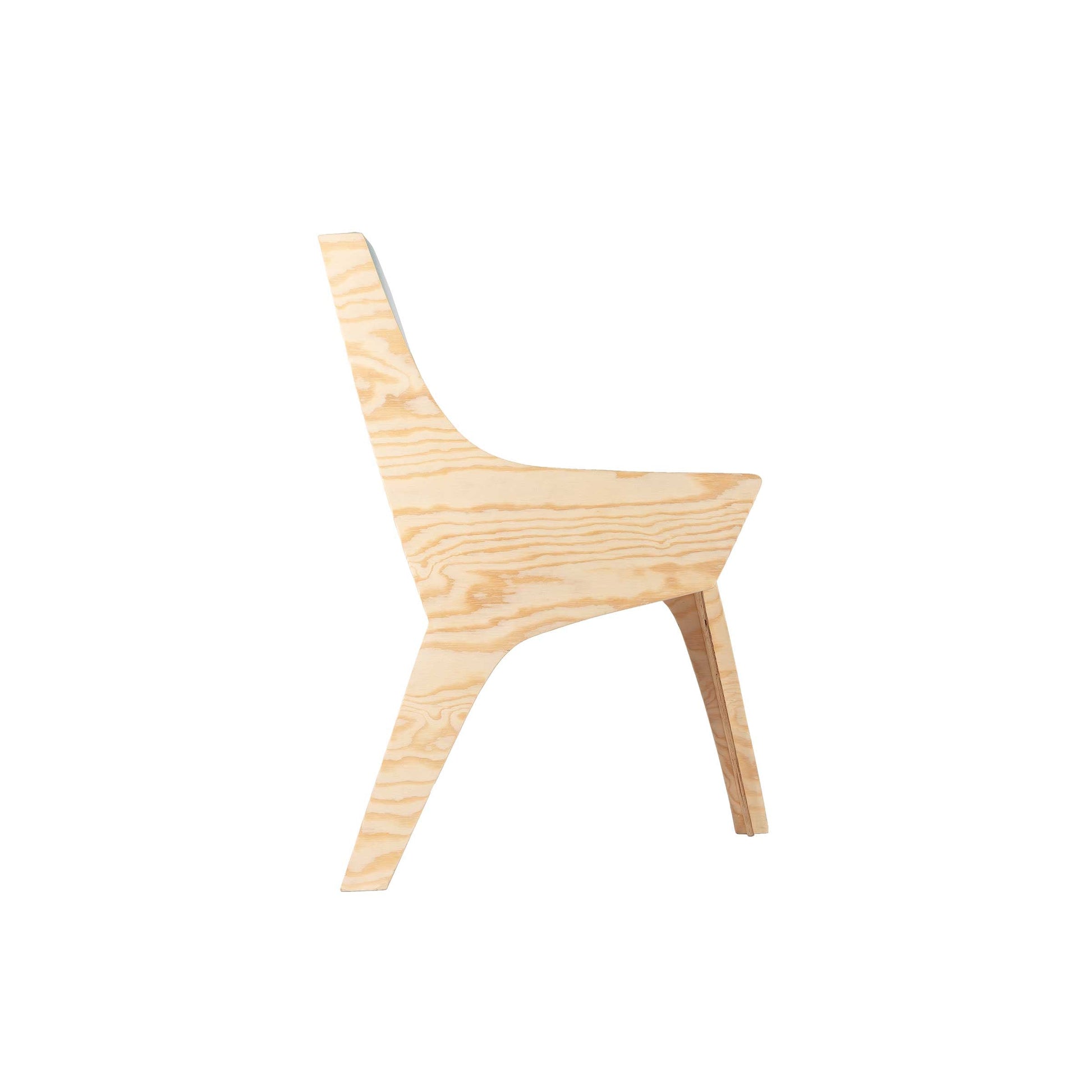 Dining Chair – Sculptural CLT & Fabric – Jules Régis Falcone Blue