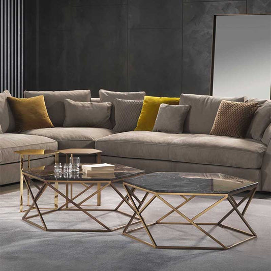 Luxury Clip Hexagonal Coffee Table Modern Italian Style for Villa