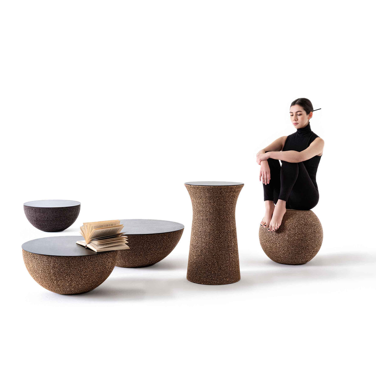 Luxury MORO Cork Metal Side Table Modern Italian Style for Villa