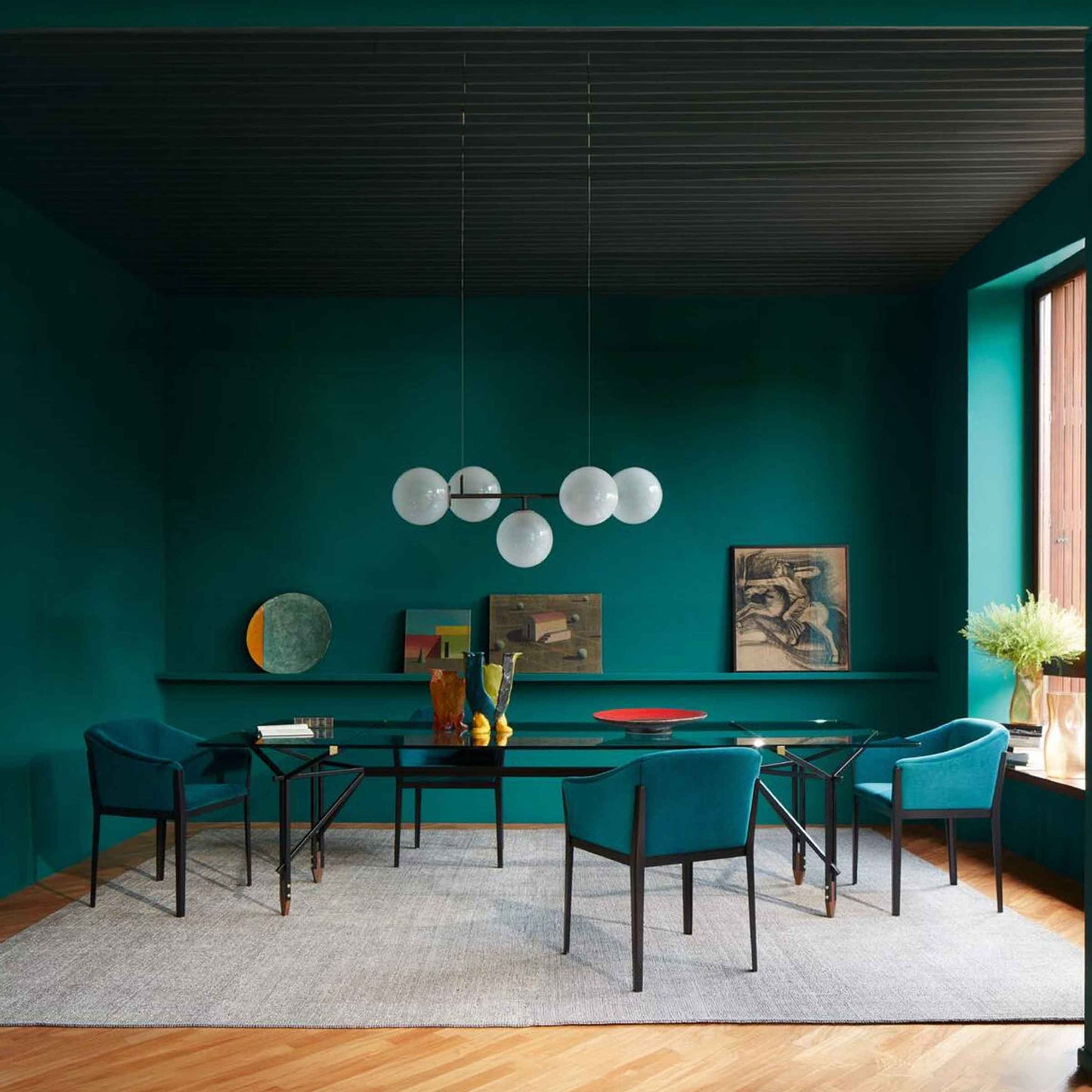 Dining Table – Y-Shaped Tubular Frame – Tempered Glass – Statement Piece | 815