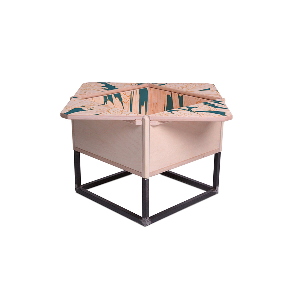 Luxury PETALO Wood Metal Coffee Table Modern Italian Style for Villa