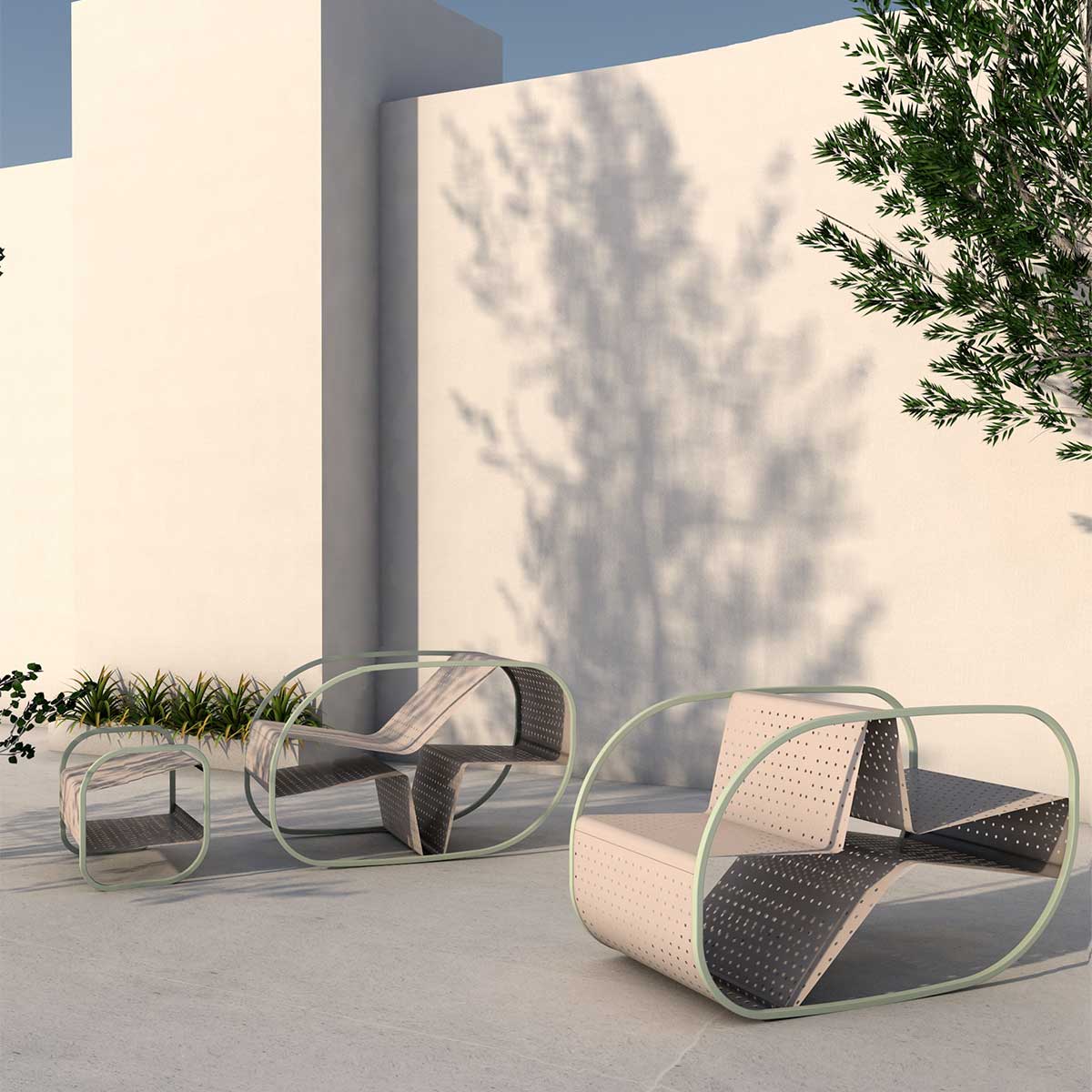 Luxury FLIP Outdoor Metal Side Table Modern Italian Style for Villa