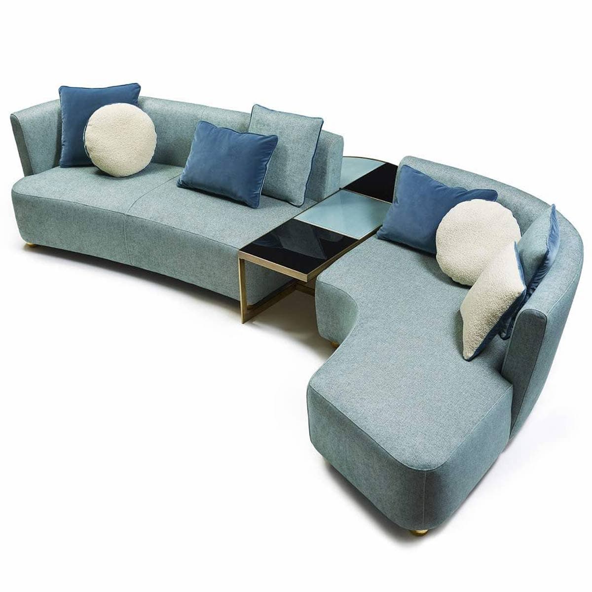 Marioni Baia Left Sectional Sofa – Glazed Ceramic Leg Statement Piece