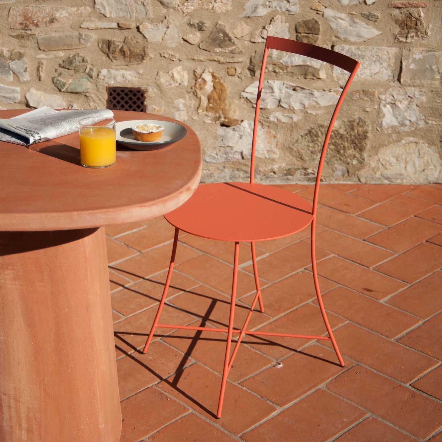 IRMA Stackable Steel Chair by Mario Scairato – Italian Designer Outdoor Seating