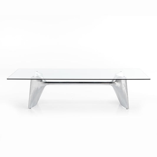 Fratino Dining Table – Architectural Aluminium and Tempered Glass Statement Piece