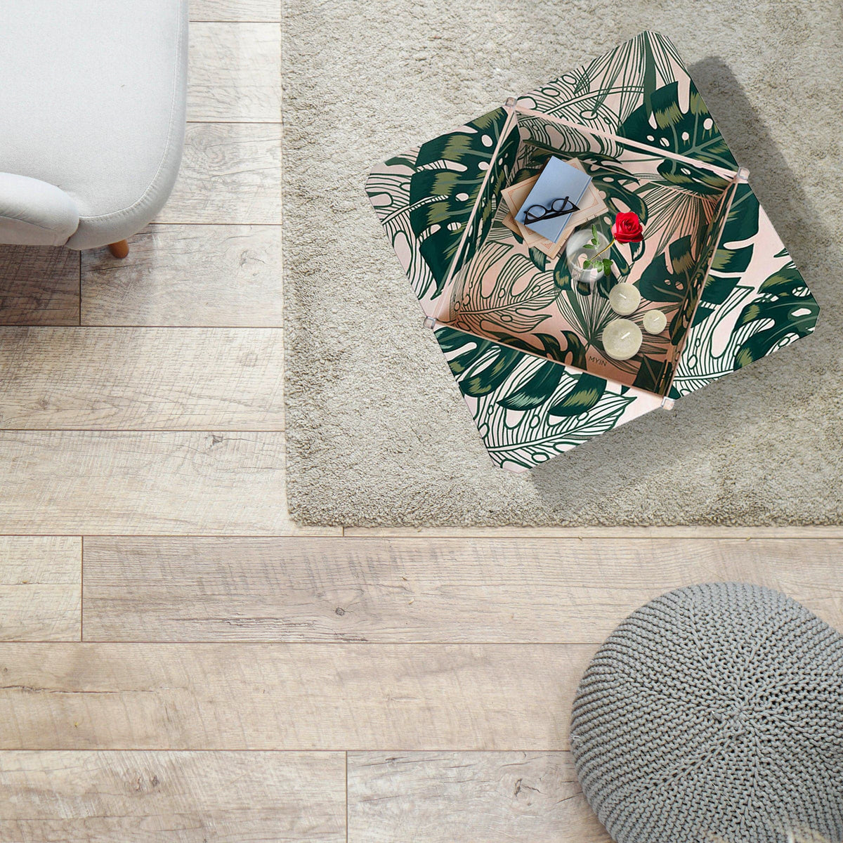 Luxury PETALO Wood Metal Coffee Table Modern Italian Style for Villa