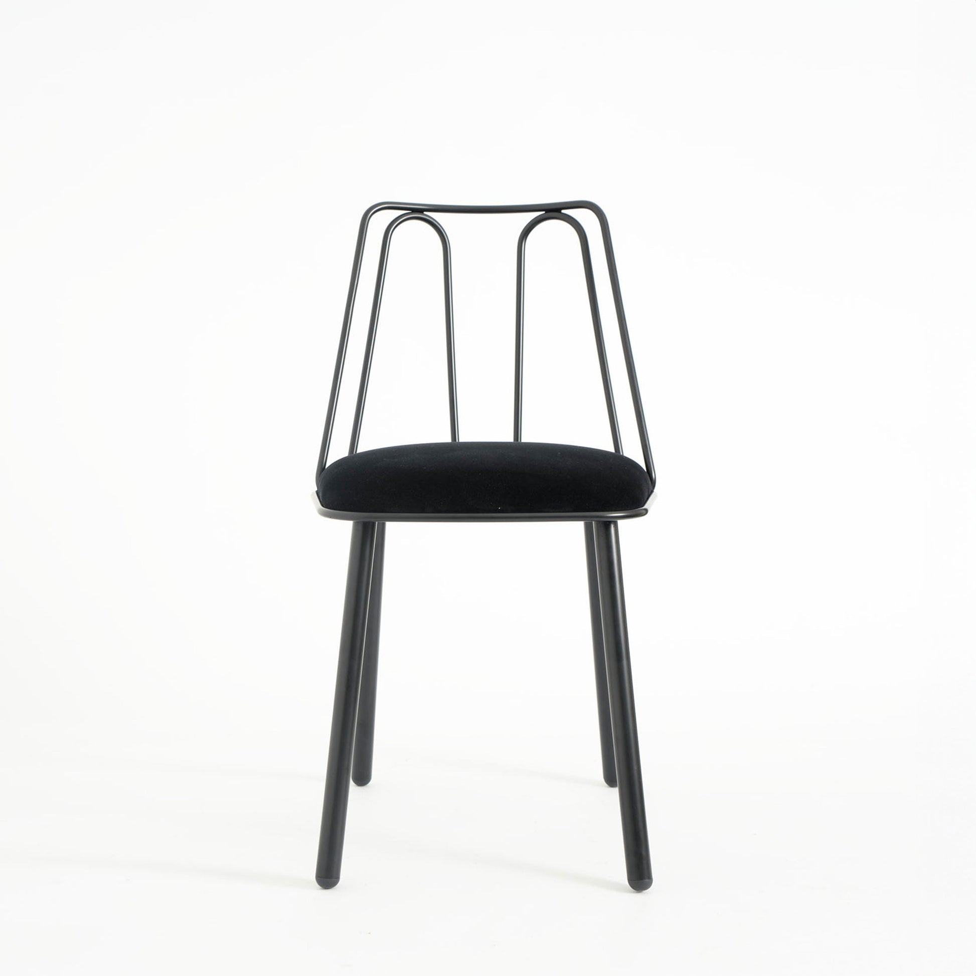 Certosina Pipe Dining Chair – Sinuous Metal Frame, Fabric Upholstery