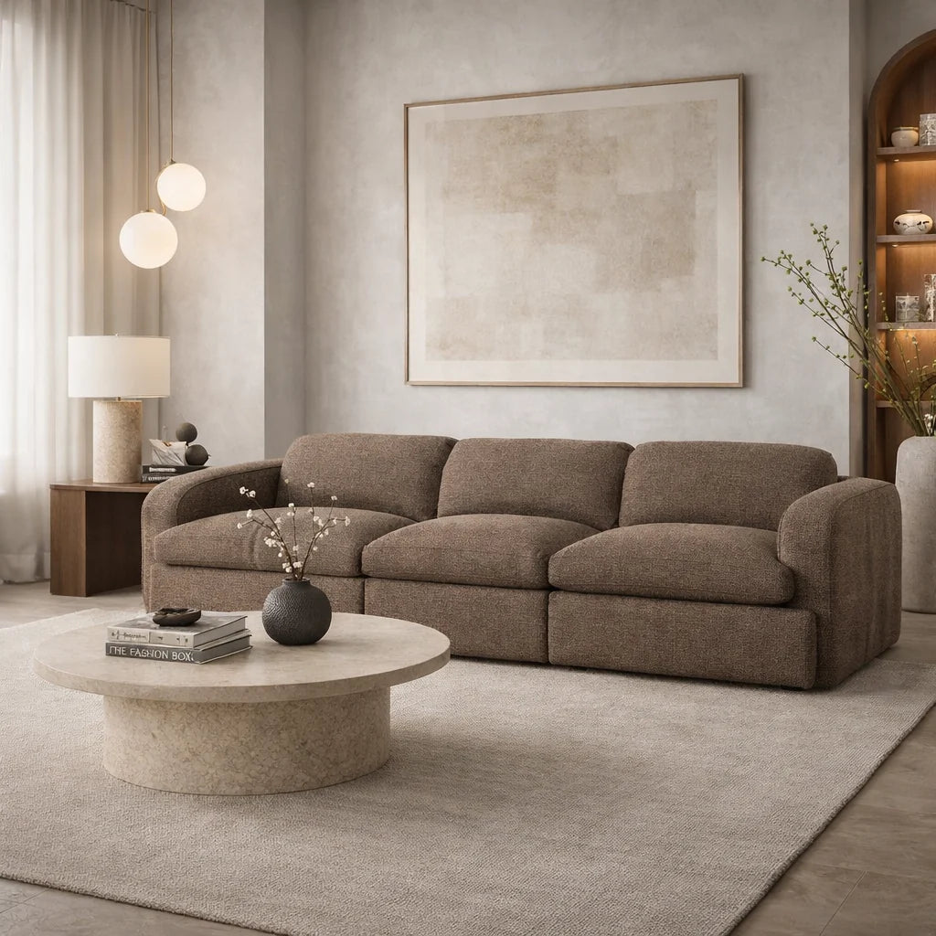 Luxury 3-Piece Sectional Recliner Sofa Modern Italian Style for Villa