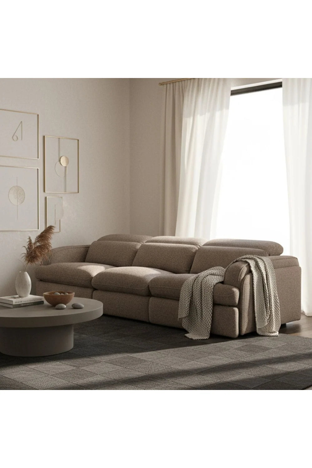Luxury 3-Piece Sectional Recliner Sofa Modern Italian Style for Villa