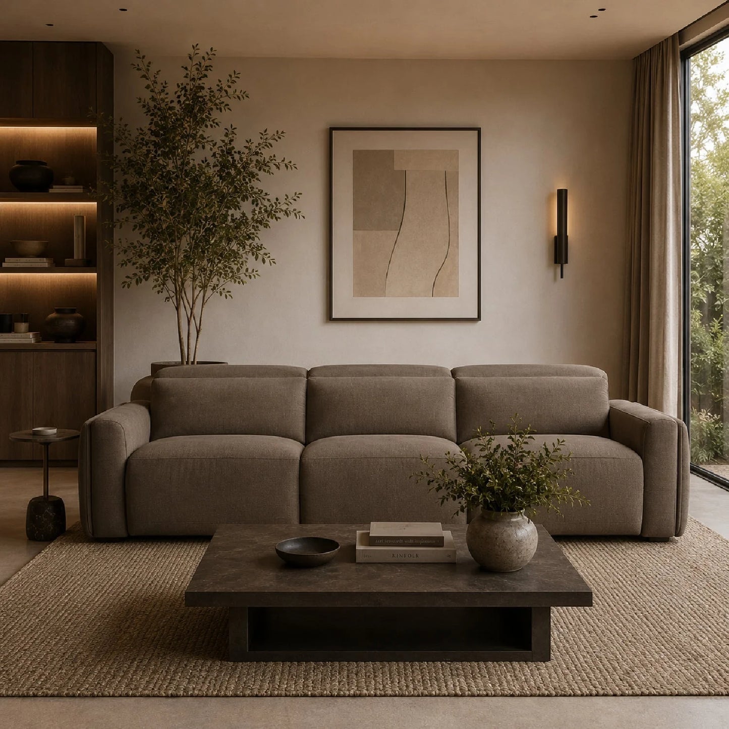 Luxury 3-Seater Power Reclining Sofa Modern Italian Style for Villa