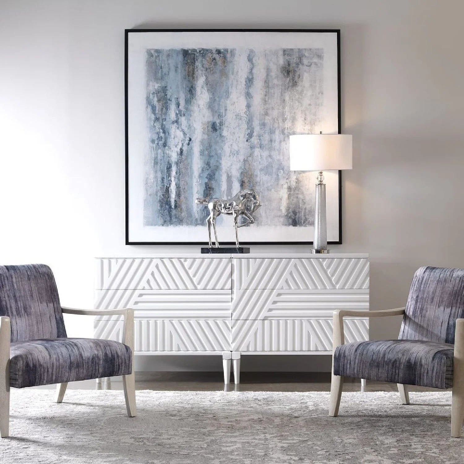 Luxury Abstract Chenille Accent Chair Modern Italian Style for Villa