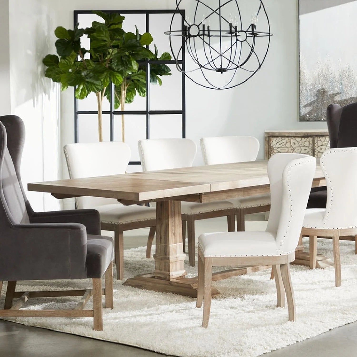 Luxury Acacia Extendable Dining Table Modern Italian Style for Villa