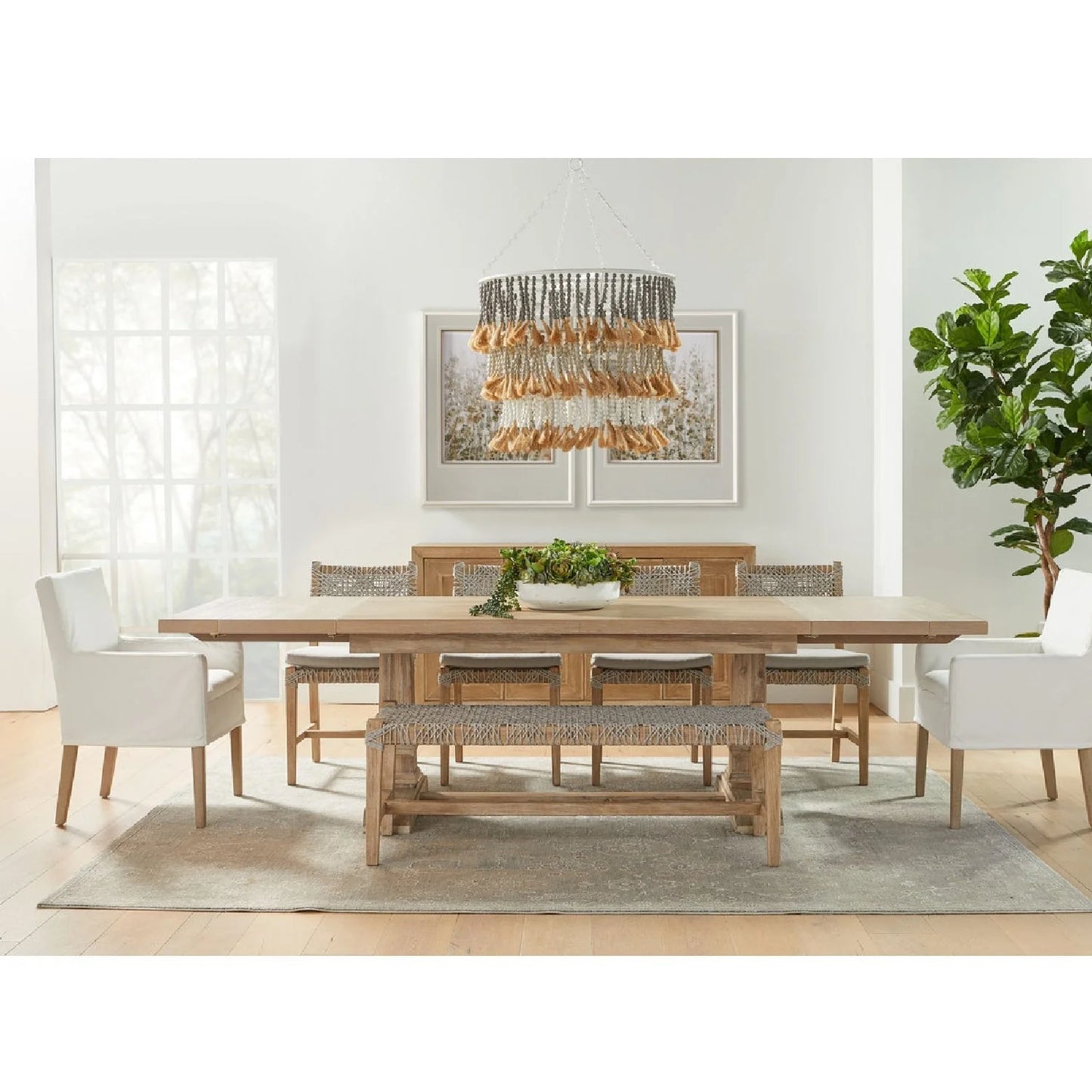 Luxury Acacia Extendable Dining Table Modern Italian Style for Villa