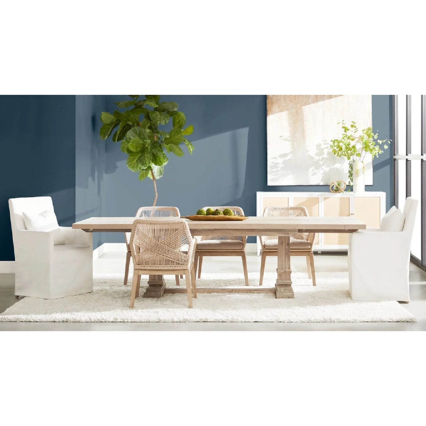Luxury Acacia Extendable Dining Table Modern Italian Style for Villa
