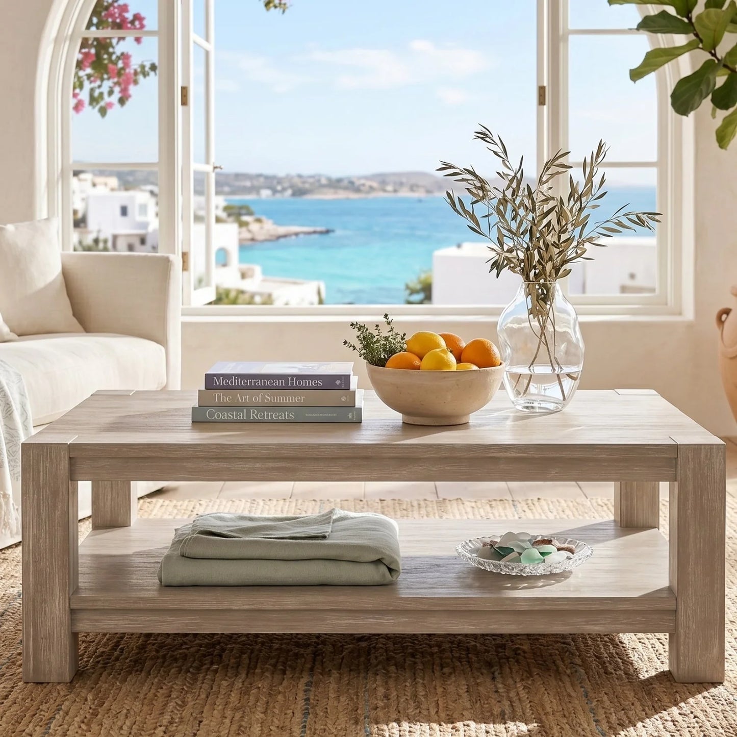 Luxury Adler Acacia Wooden Coffee Table Modern Italian Style for Villa