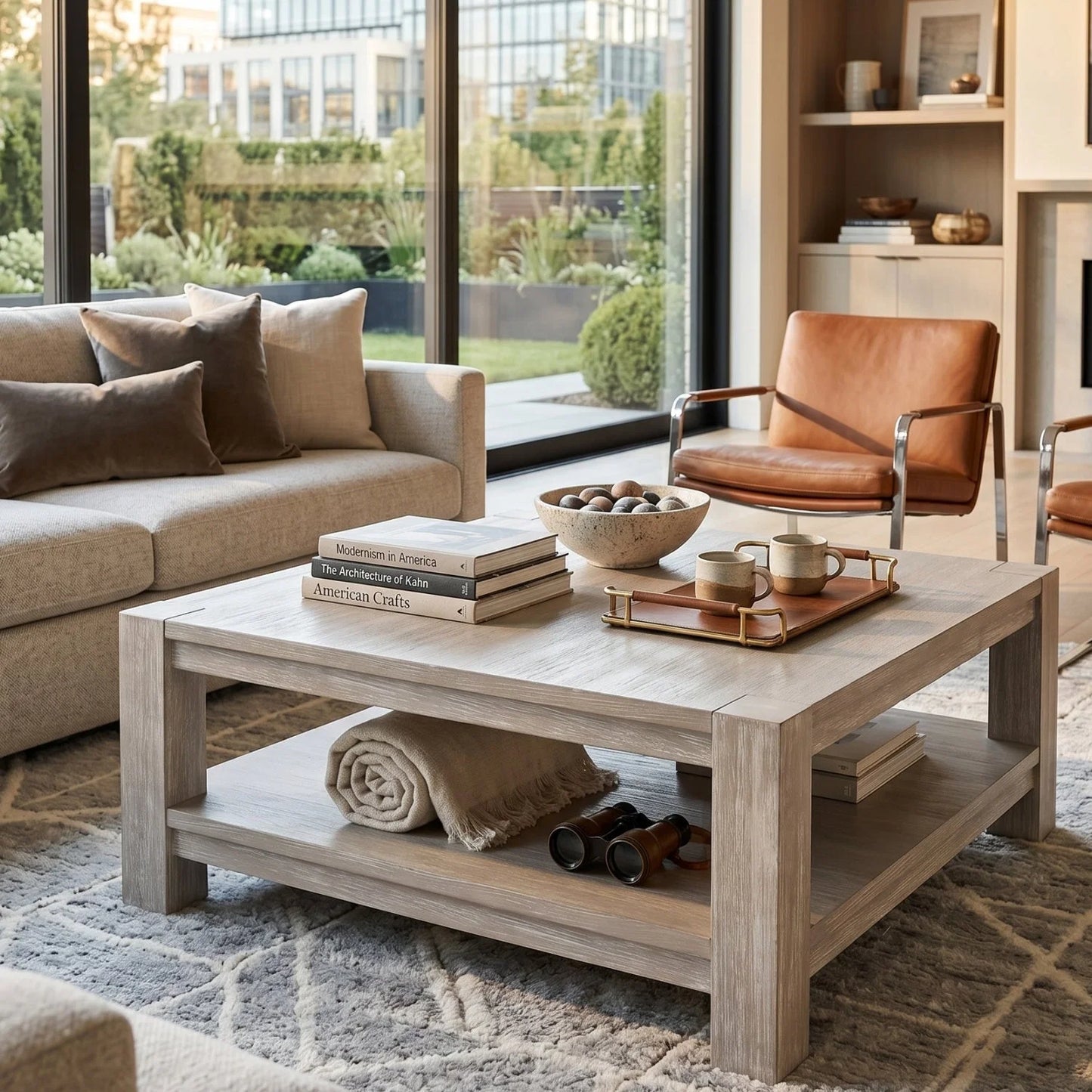 Luxury Adler Acacia Wooden Coffee Table Modern Italian Style for Villa