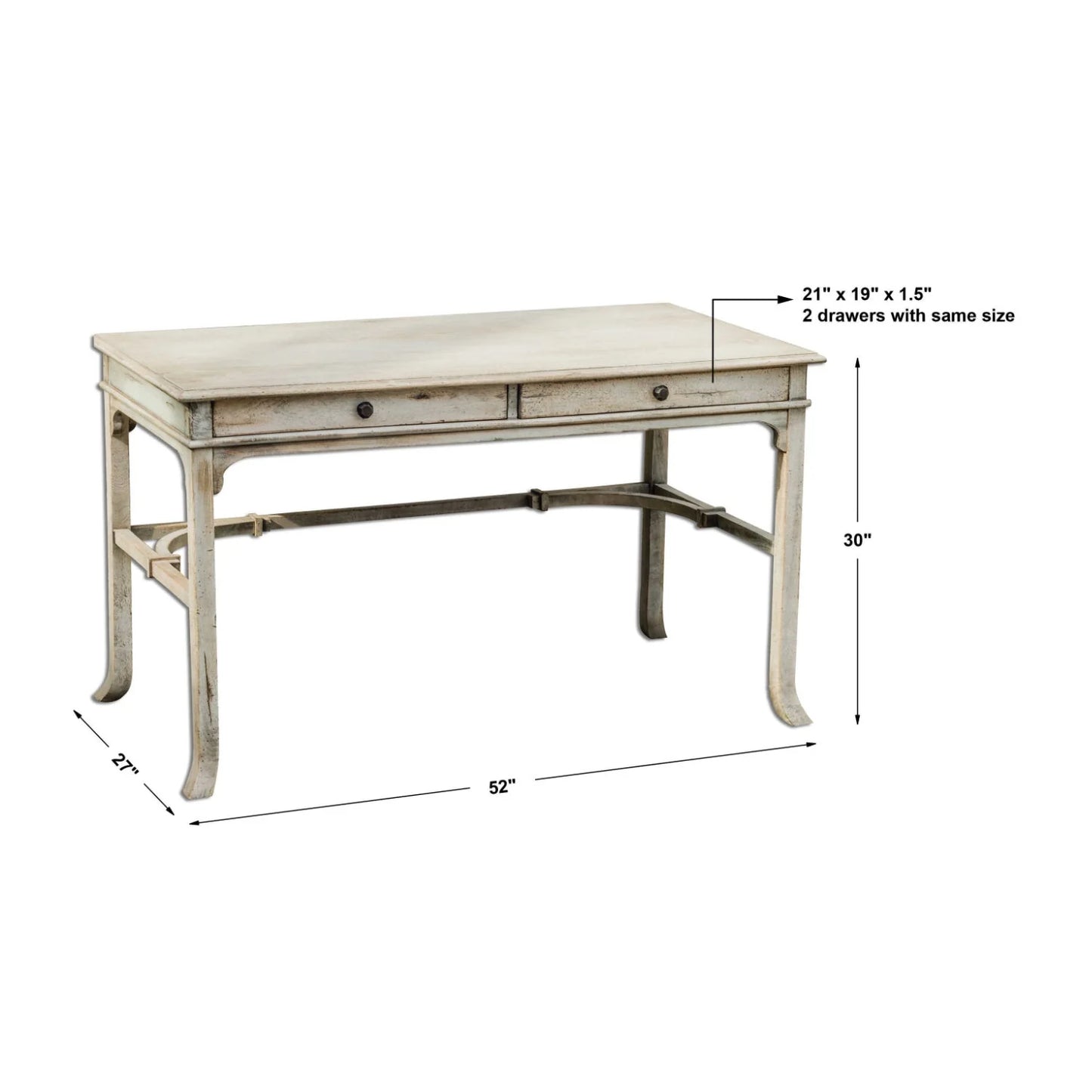 Luxury Aged White 2-Drawer Modern Desk European Style for Villa