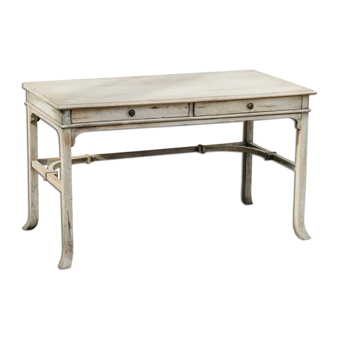 Luxury Aged White 2-Drawer Modern Desk European Style for Villa