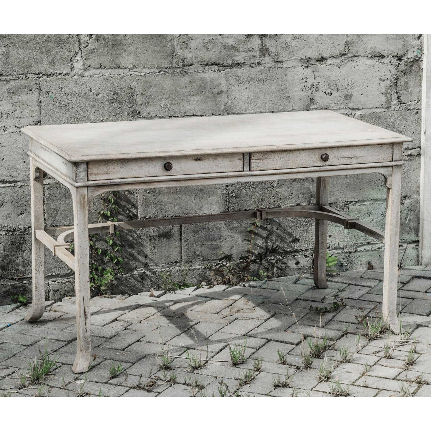 Luxury Aged White 2-Drawer Modern Desk European Style for Villa