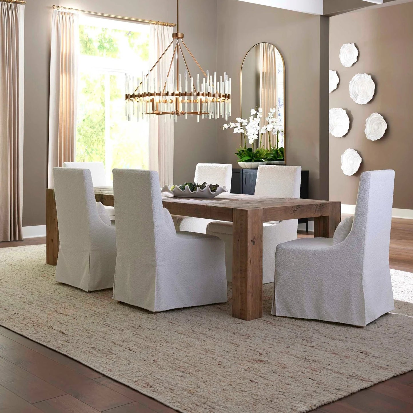 Luxury Aldan Natural Wood Dining Table Modern Italian Style for Villa