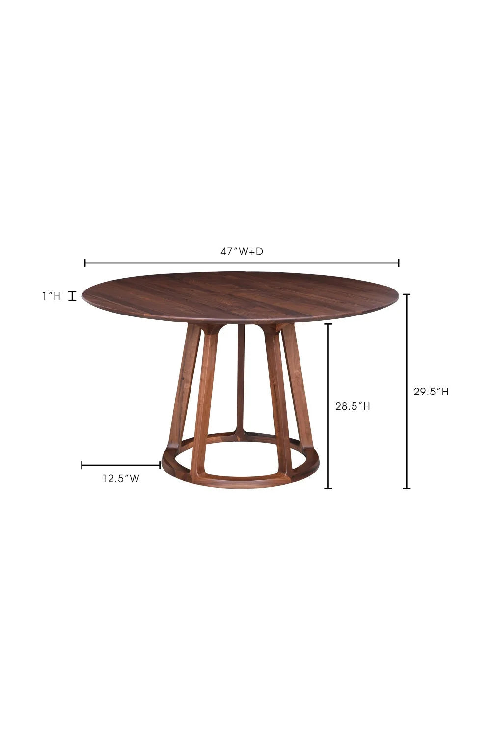 Luxury Aldo Walnut Round Dining Table Modern Italian Style for Villa