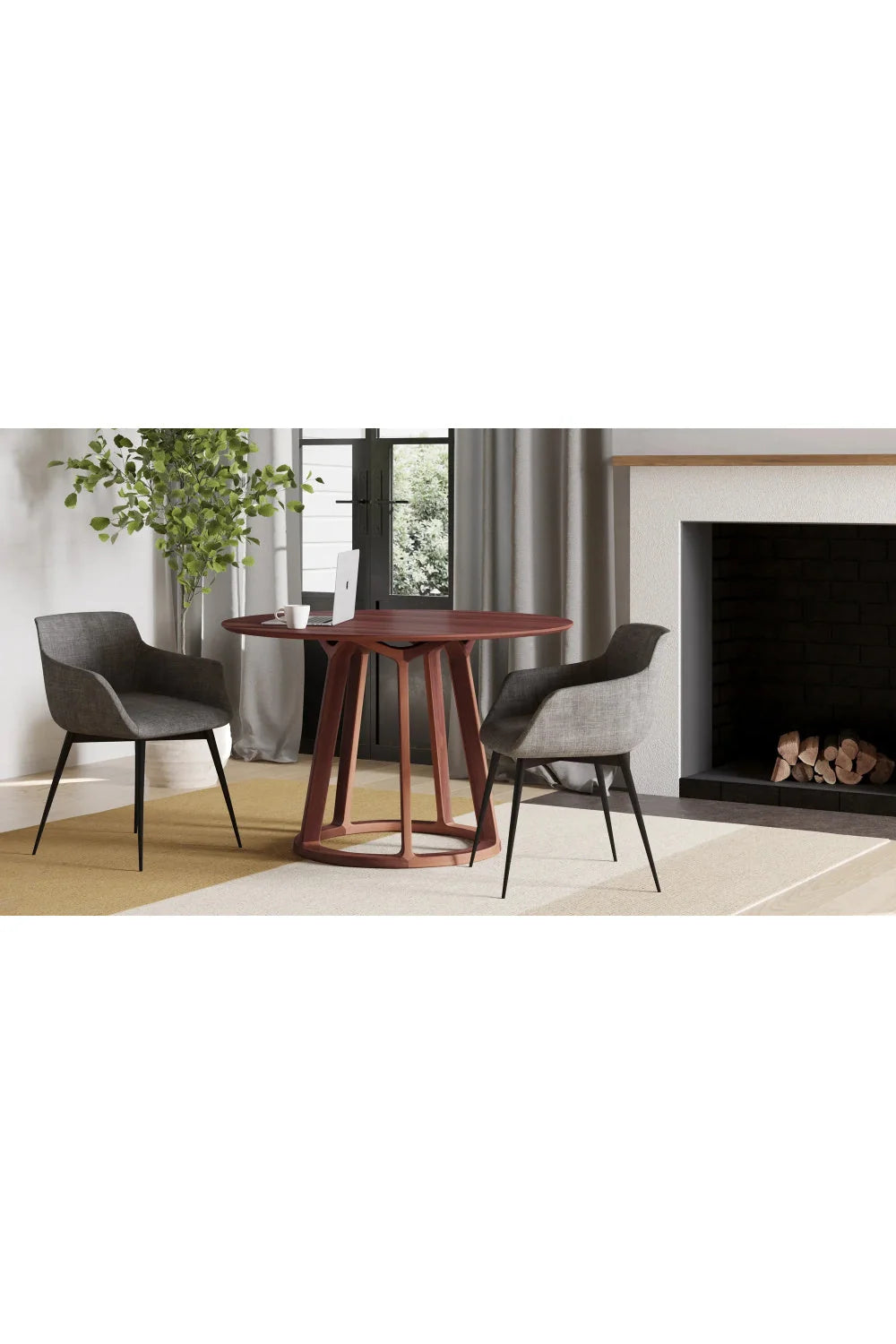 Luxury Aldo Walnut Round Dining Table Modern Italian Style for Villa