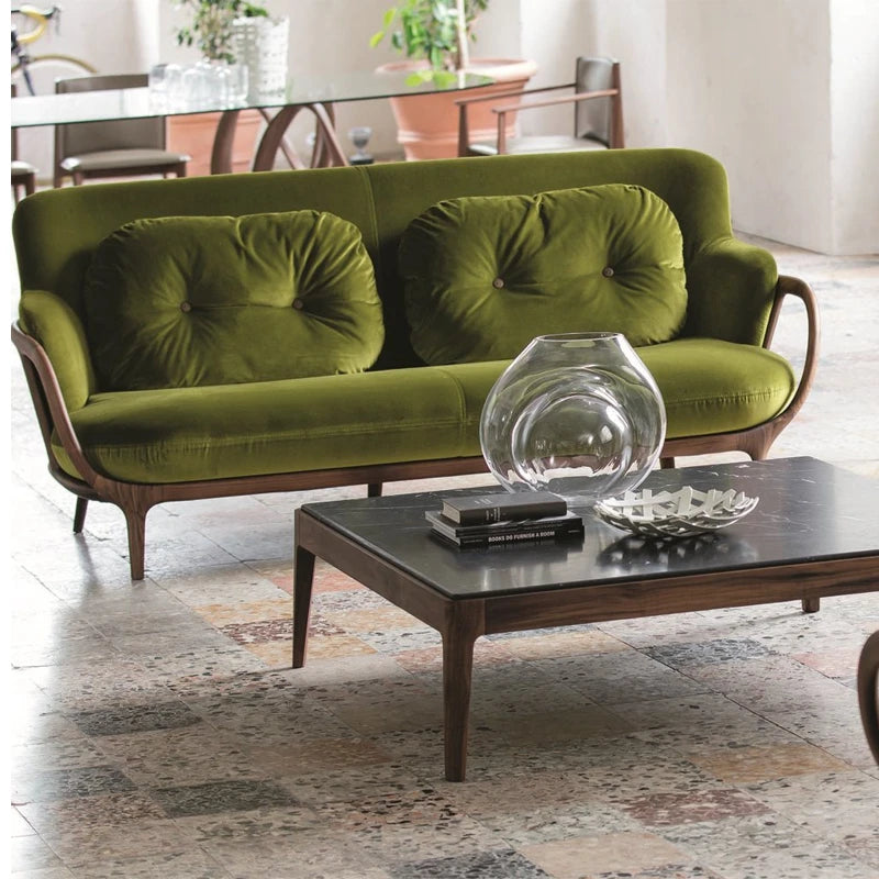 Luxury Allison Solid Canaletta Walnut Sofa Modern Italian Style for Villa
