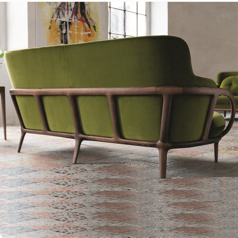 Luxury Allison Solid Canaletta Walnut Sofa Modern Italian Style for Villa