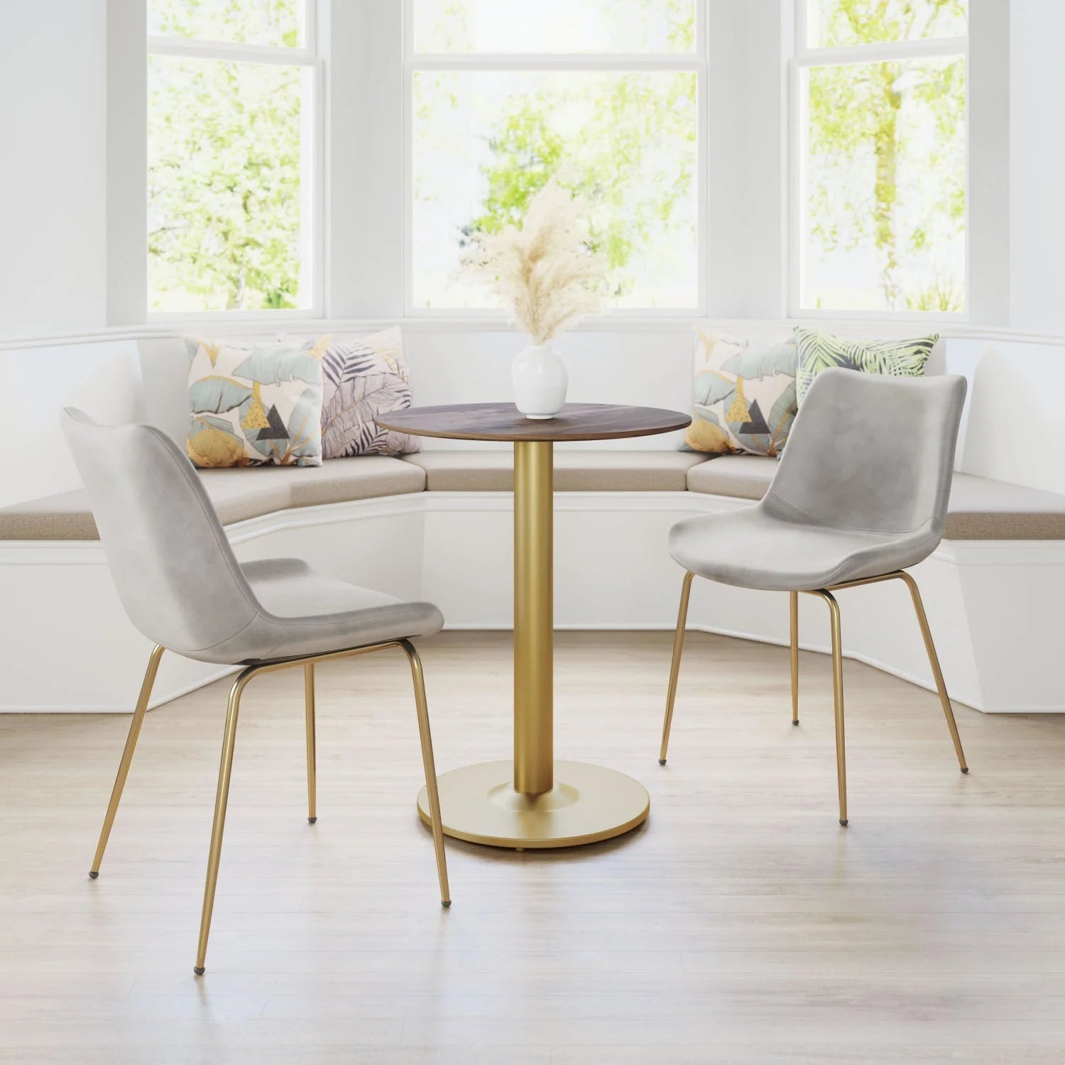 Luxury Alto Round Brown Wooden Bistro Table Modern Italian Style for Villa