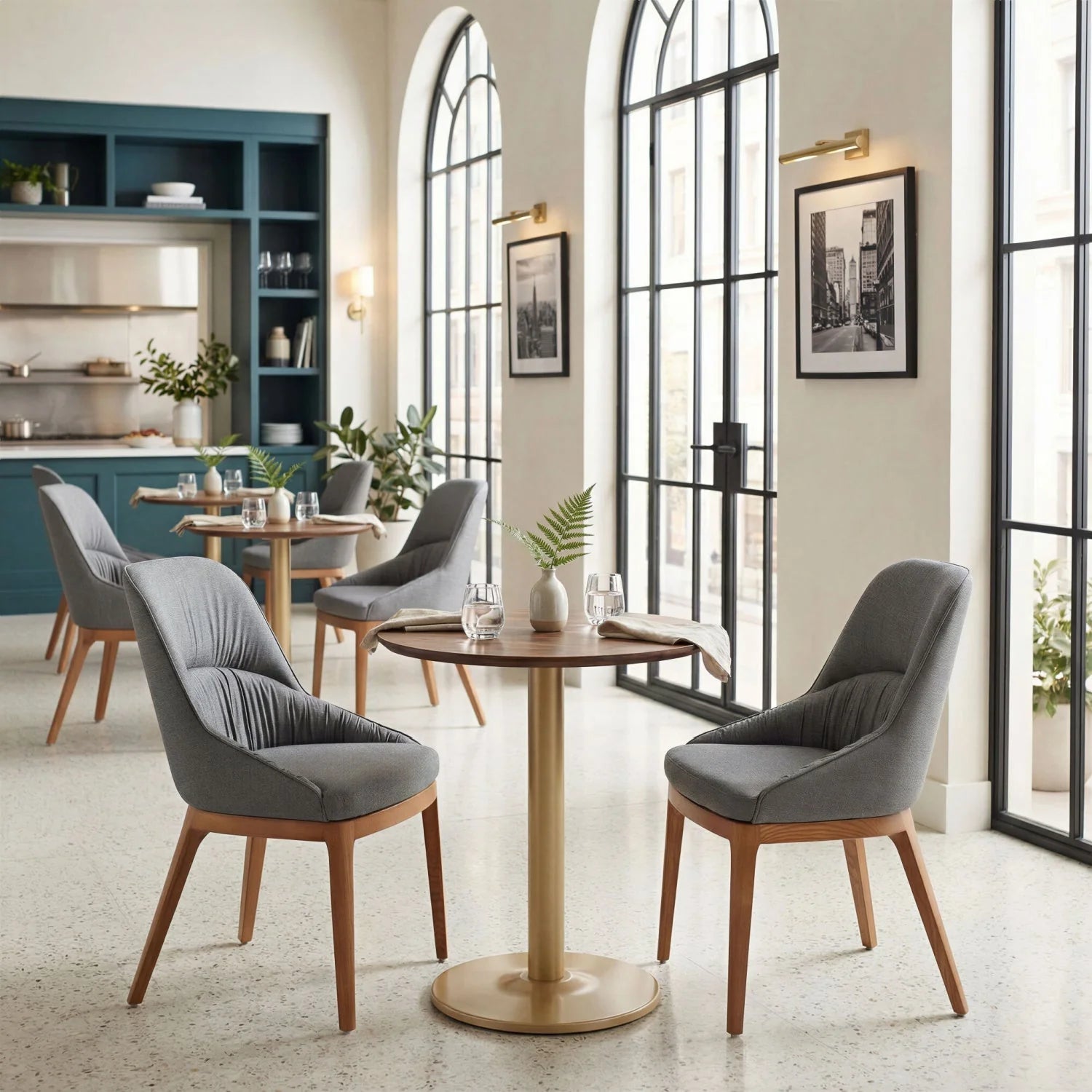 Luxury Alto Round Brown Wooden Bistro Table Modern Italian Style for Villa