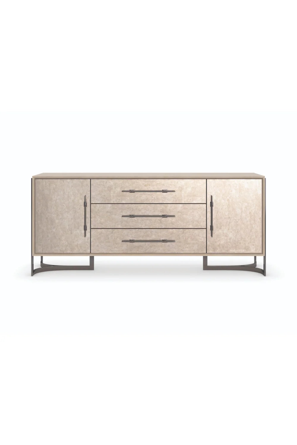 Luxury Amber Silverleaf 2-Door Sideboard European Style for Villa