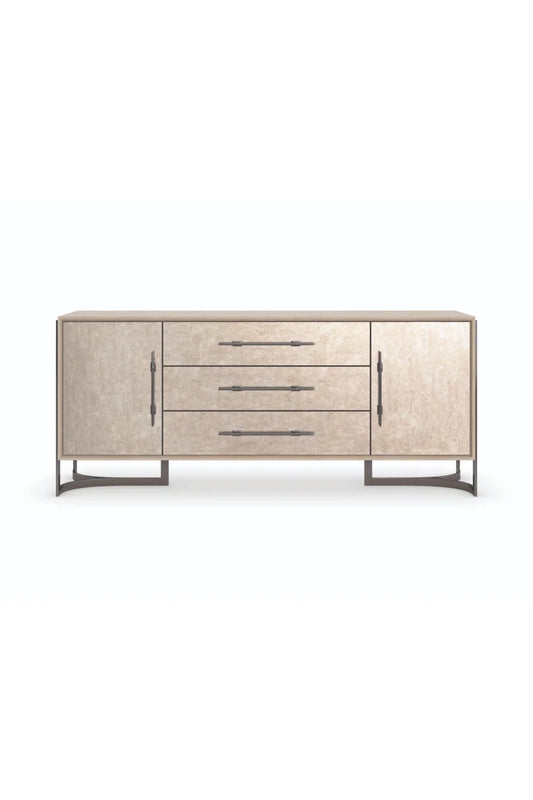Luxury Amber Silverleaf 2-Door Sideboard European Style for Villa
